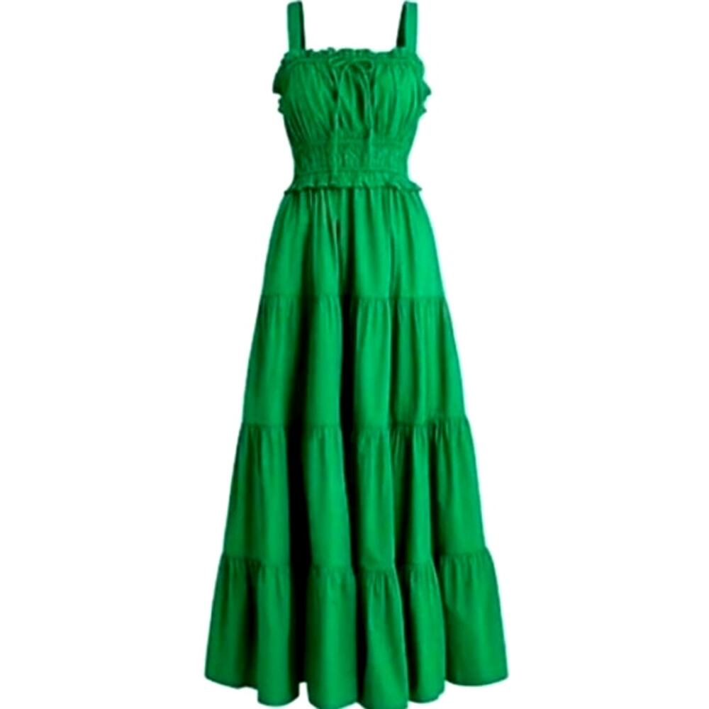 J. Crew Sevilla Tiered Green Dress S
